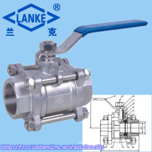 3PC Stainless Steel Female Thread Ball Valve with Lock